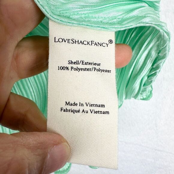 LoveShackFancy Carleen Dress Size 4 Light Emerald Green Pleated Plisse - Picture 6 of 6